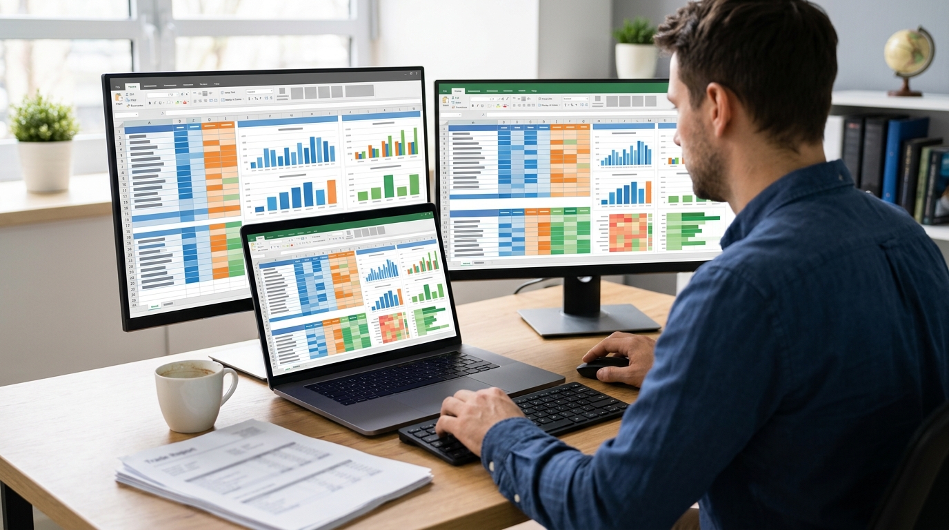 스프레드시트에 국가별 수입 데이터를 비교 정리하는 화면